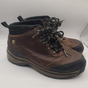 Timberland Boots Boys Youth 2 Brown Leather Hiking Trail Ankle Lace Up 22913